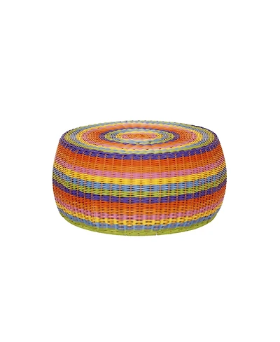 Household Essential Indoor Outdoor Resin Wicker Low Barrel Basket Side Table