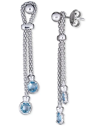 Onyx Popcorn Chain Link Drop Earrings 14k Gold-Plated Sterling Silver (Also available Turquoise, Swiss Blue Topaz & Lapis)