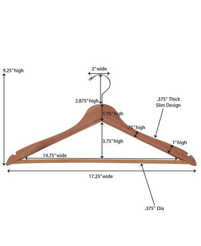 Cedar Garment Thin Hangers, Set of 12
