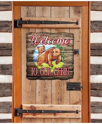 Designocracy Welcome Cabin Bears Door Hanger