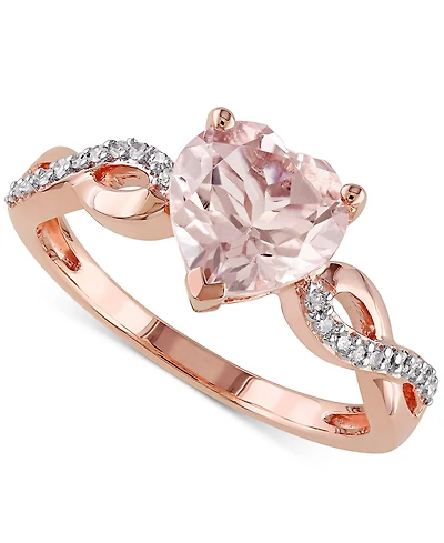 Morganite (1-3/4 ct. t.w.) & Diamond (1/10 Heart Ring 10k Rose Gold