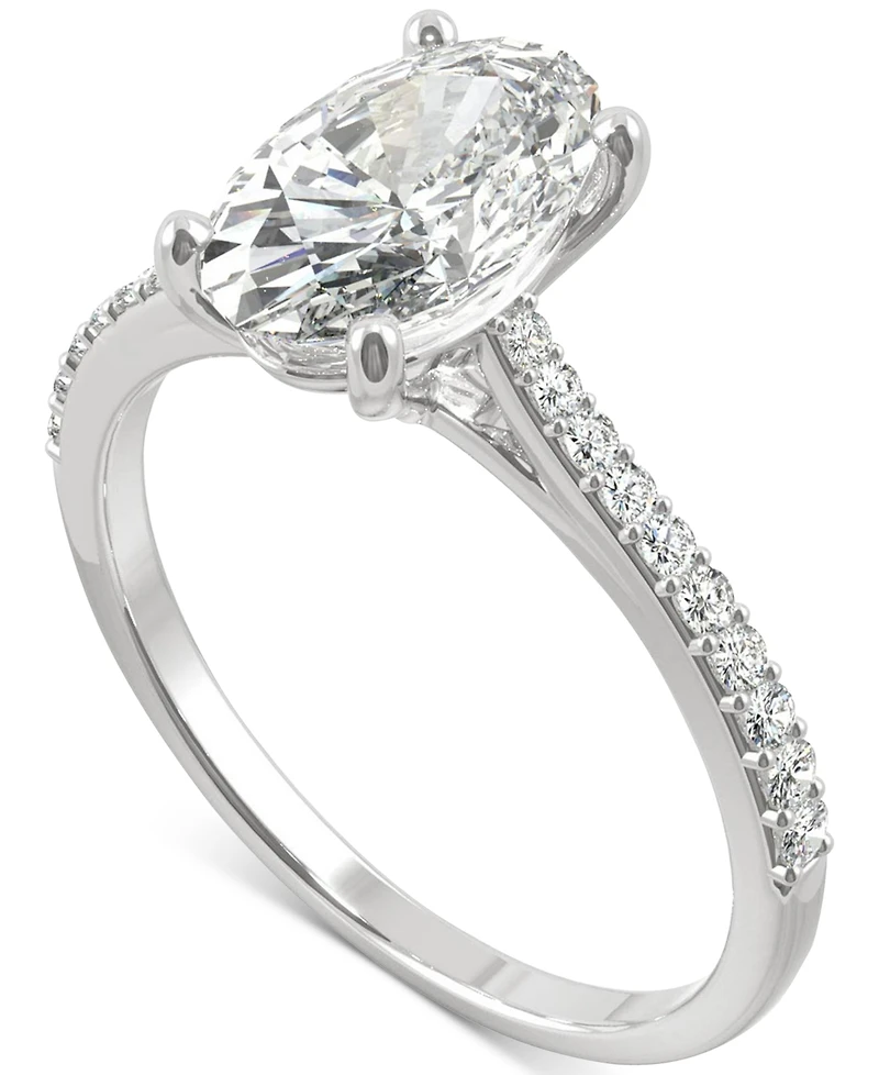 Charles & Colvard Moissanite Oval Engagement Ring (2-1/2 ct. t.w. Dew) in 14k White Gold or 14k Yellow Gold