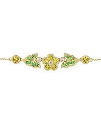 Yellow Sapphire (1-1/5 ct. t.w.) & Tsavorite (1/5 ct. t.w.) Flower & Leaf 17" Statement Necklace in 10k Gold
