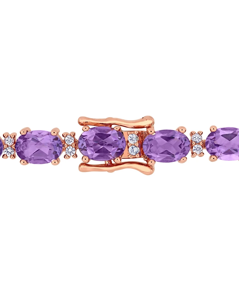 Macy's Amethyst (14 ct. t.w.) & White Sapphire (3/5 ct. t.w.) Link Bracelet in 14k Rose Gold