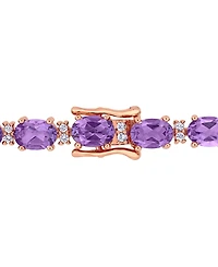 Macy's Amethyst (14 ct. t.w.) & White Sapphire (3/5 ct. t.w.) Link Bracelet in 14k Rose Gold