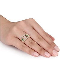 Emerald (3/8 ct. t.w.) & Diamond (7/8 ct. t.w.) Filigree Openwork Ring in 14k Gold