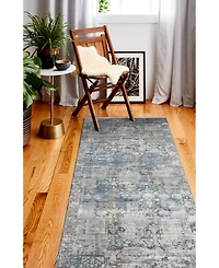 Bashian Charm Cha-05 Gray, Blue 2'6" x 8' Runner Rug