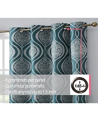 Hlc.me Montero Damask 100% Complete Blackout Shading Thermal Insulated Energy Efficient Heat/Cold Blocking Grommet Heavy Curtain Drapery Panels for Li