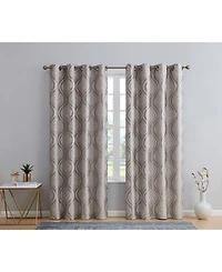 Hlc.me Montero Damask 100% Complete Blackout Shading Thermal Insulated Energy Efficient Heat/Cold Blocking Grommet Heavy Curtain Drapery Panels for Li