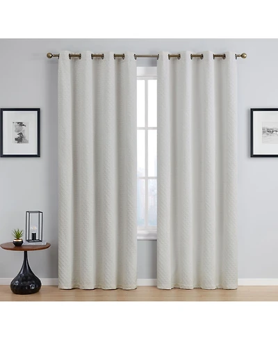 Hlc.me Siena Pattern 100% Complete Blackout Thermal Insulated Double Layer Window Curtain Grommet Panels for Living Room & Bedroom