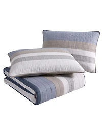 Nautica Galewood Beige Cotton Reversible 3-Piece Quilt Set, King