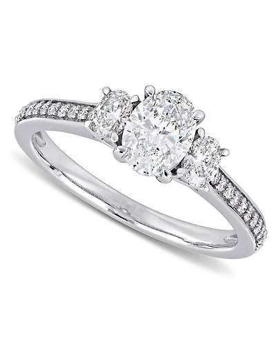 Diamond Oval Three Stone Engagement Ring (1-1/10 ct. t.w.) 14k White Gold