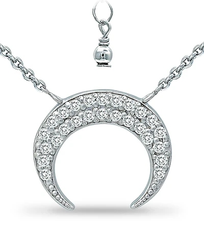 Giani Bernini Cubic Zirconia Crescent Moon Pendant Necklace in Sterling Silver, 16" + 2" extender, Created for Macy's