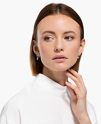 Swarovski Silver-Tone Crystal Circle & Charm Drop Earrings