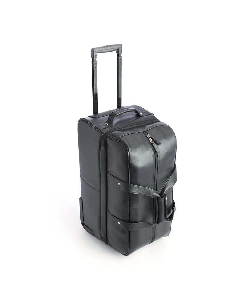 Royce New York Pebbled Leather Rolling Weekender Duffel Bag