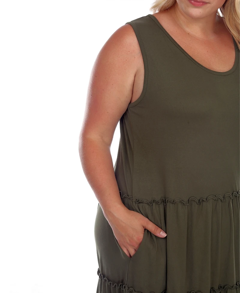 White Mark Plus Scoop Neck Tiered Midi Dress