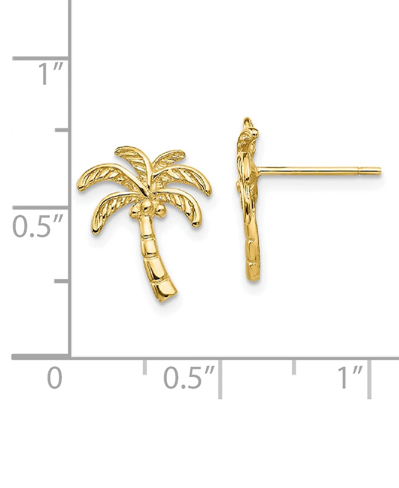 Palm Tree Stud Earrings in 14k Gold