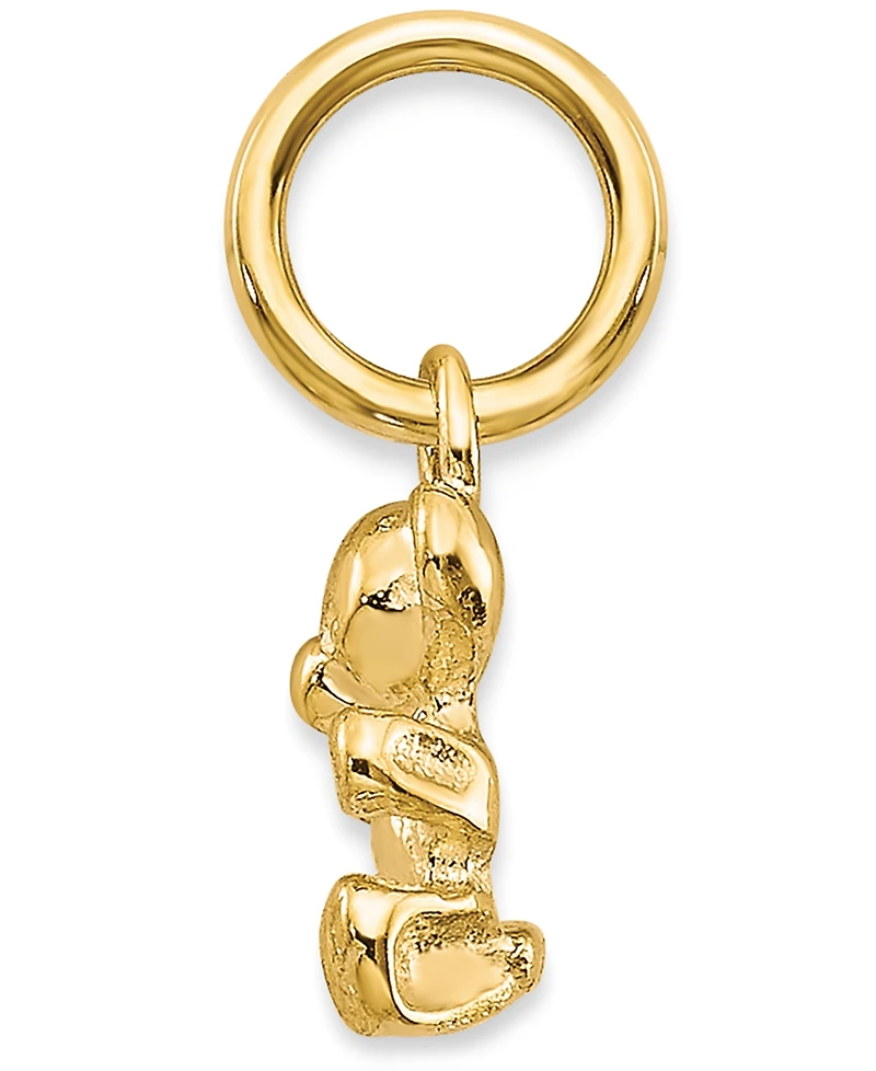 Teddy Bear Charm Pendant in 14k Yellow Gold
