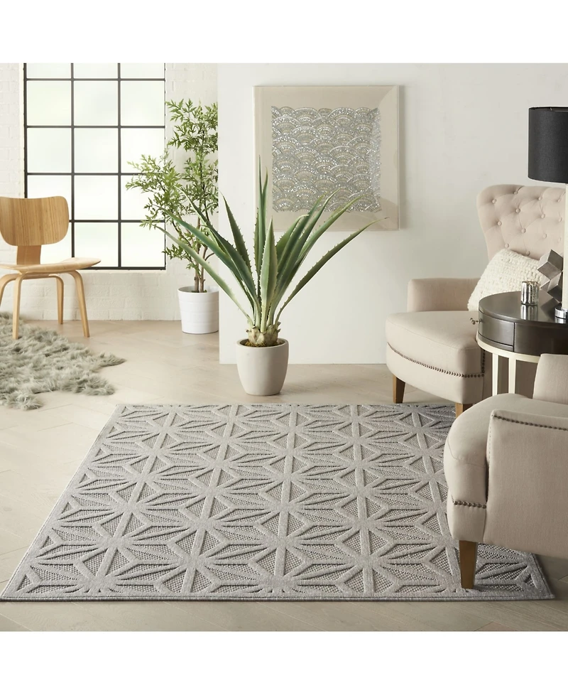 Nourison Home Cozumel CZM01 Silver 4' x 6' Outdoor Area Rug