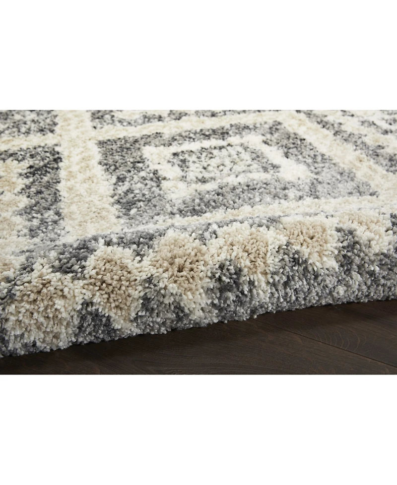 Nourison Home Oslo Shag OSL02 Gray and Ivory 7'10" x 10'6" Area Rug