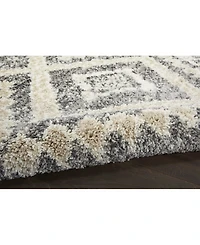 Nourison Home Oslo Shag OSL02 Gray and Ivory 7'10" x 10'6" Area Rug