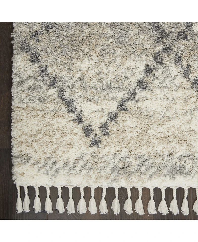 Nourison Home Oslo Shag OSL01 Ivory and Gray 4' x 6' Area Rug