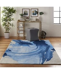Nourison Home Symmetry Smm01 Blue Ivory Rug