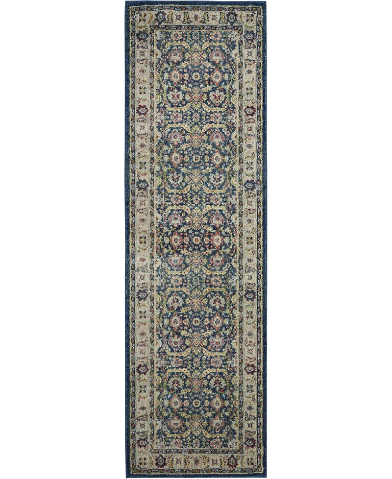 Nourison Home Ankara Global ANR13 Navy and Multi 2' x 6' Runner Rug