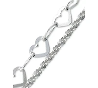Giani Bernini Double Row Heart Ankle Bracelet 18k Gold-Plated Sterling Silver & Silver, Created for Macy's