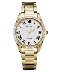Citizen Eco-Drive Women's Arezzo Diamond Gold-Tone Stainless Steel Bracelet Watch 32mm