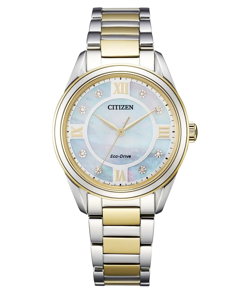 Citizen Eco-Drive Women's Arezzo Diamond-Accent Two-Tone Stainless Steel Bracelet Watch 32mm