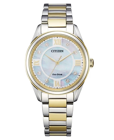 Citizen Eco-Drive Women's Arezzo Diamond-Accent Two-Tone Stainless Steel Bracelet Watch 32mm