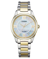 Citizen Eco-Drive Women's Arezzo Diamond-Accent Two-Tone Stainless Steel Bracelet Watch 32mm