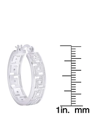 Macy's Diamond Accent Silver-plated Greek Key Hoop Earrings