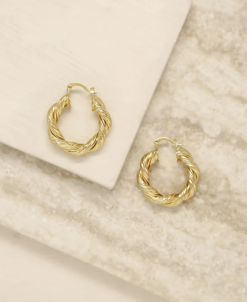 Ettika 18K Gold Modern Day Twist Women's Hoop Earrings