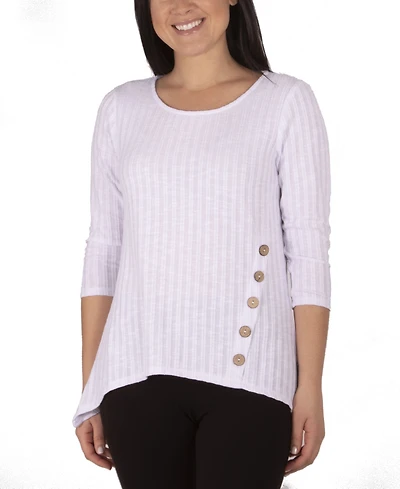 Ny Collection Women's Plus Size Button Detail Ribbed Tunic