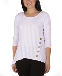 Ny Collection Women's Plus Size Button Detail Ribbed Tunic