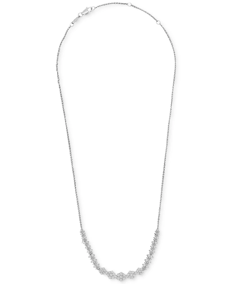 Diamond Graduated Cluster Statement Necklace (2 ct. t.w.) in 14k White Gold or 14k Yellow Gold, 17" + 2" extender