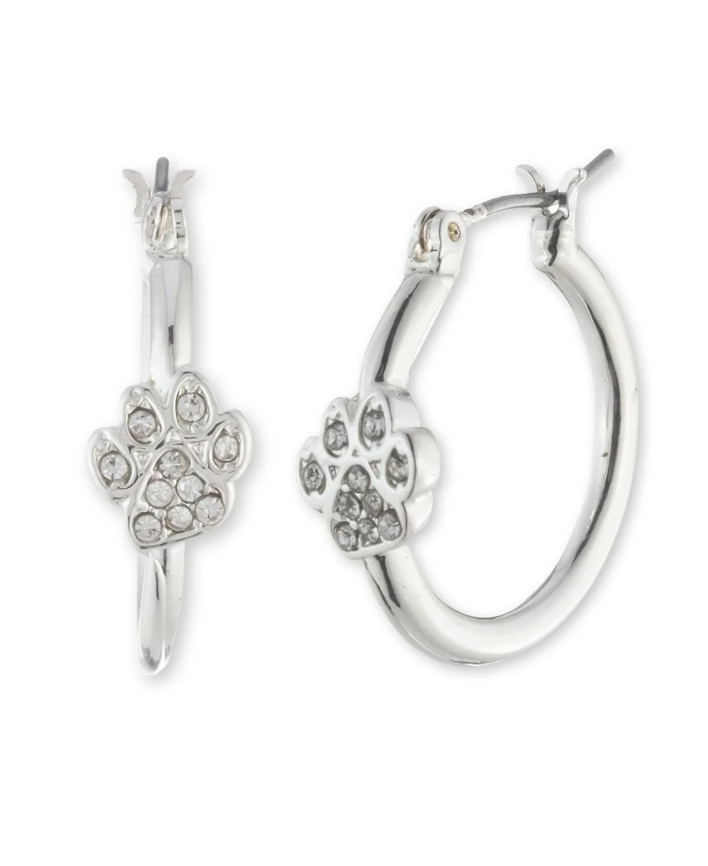 Pet Friends Jewelry Pave Paw Hoop Earring