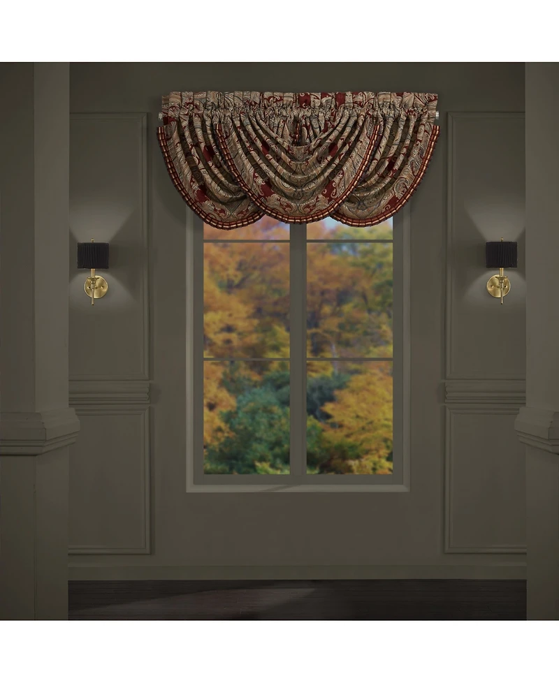 J Queen New York Garnet Waterfall Window Valance, 33" x 49"
