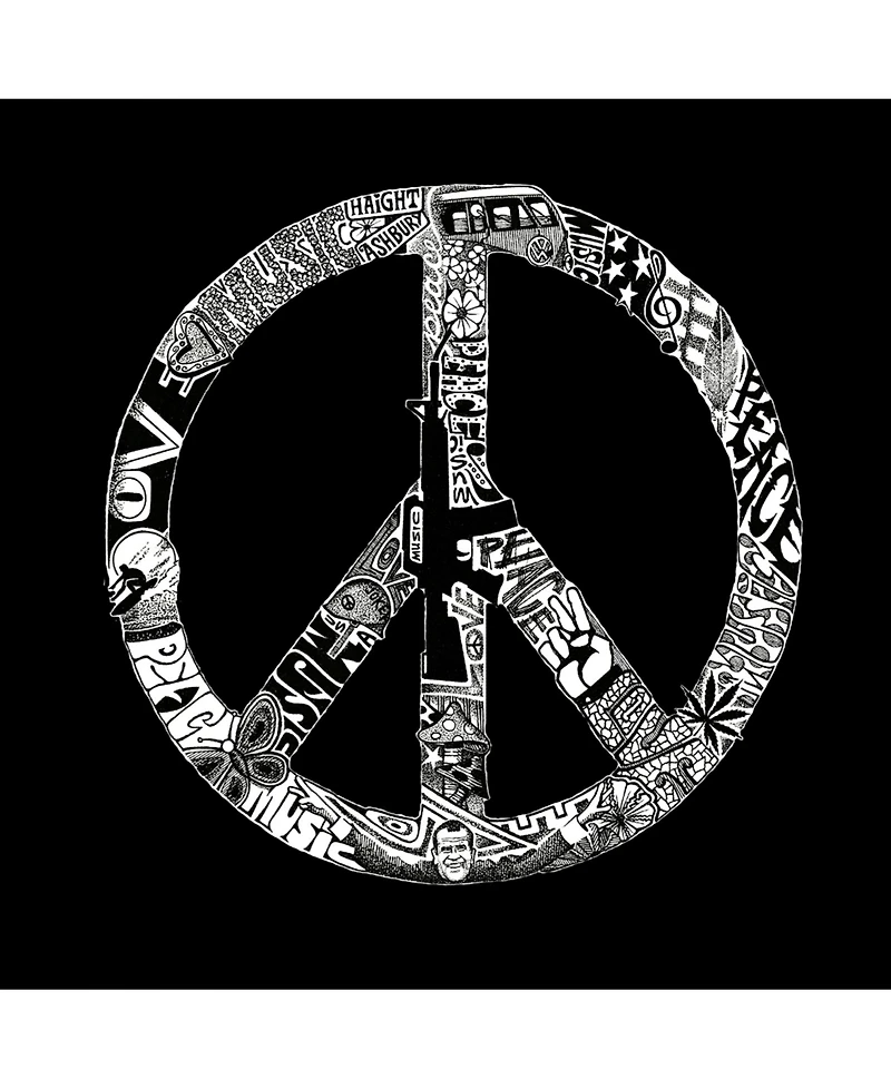 La Pop Art Peace, Love and Music Men's Raglan Word T-shirt