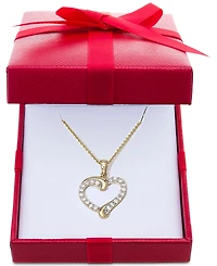 Diamond Swirl Heart Pendant Necklace (1/2 ct. t.w.) Sterling Silver, 14k Gold-Plated or Rose Silver