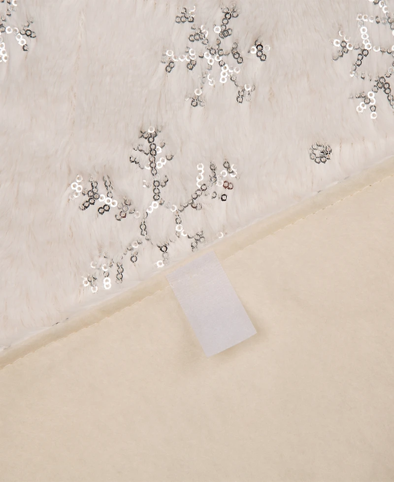 Glitzhome Plush Snowflake Christmas Tree Skirt