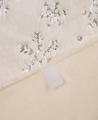 Glitzhome Plush Snowflake Christmas Tree Skirt