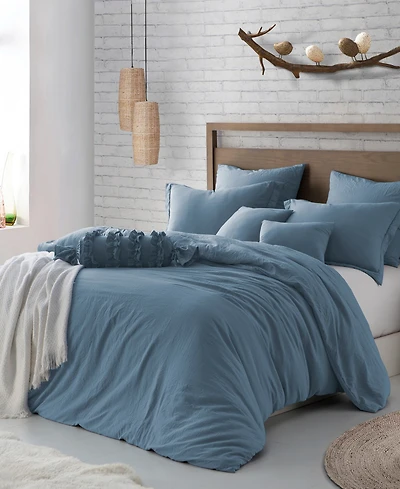 Cathay Home Inc. Microfiber Washed Crinkle Duvet Cover Set, King/California King