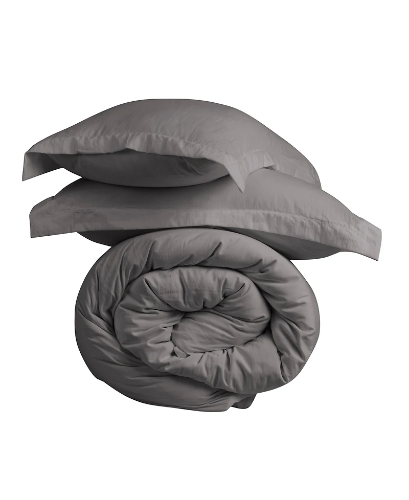 Cathay Home Inc. Microfiber Washed Crinkle Duvet Cover Set, Full/Queen