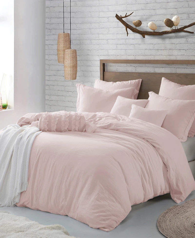 Cathay Home Inc. Microfiber Washed Crinkle Duvet Cover Set, King/California King