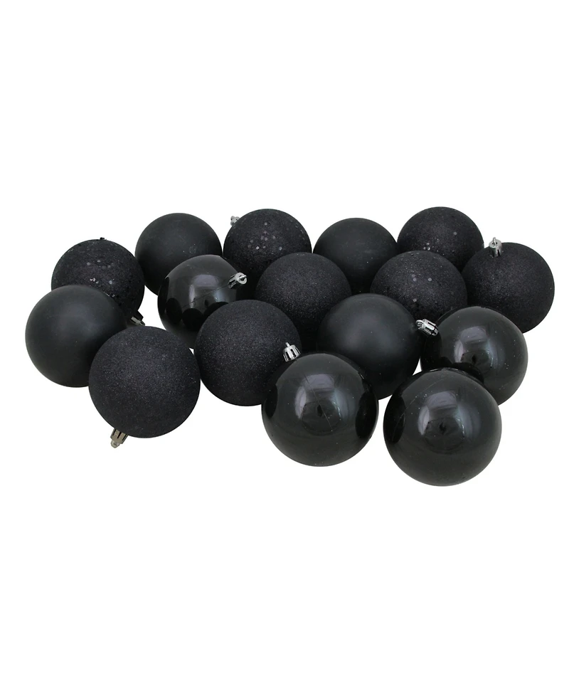 Northlight 32 Count Jet Shatterproof 4-Finish Christmas Ball Ornaments