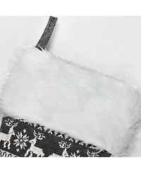 Northlight Reindeer and Snowflake Knit Christmas Stocking with Faux Fur Cuff