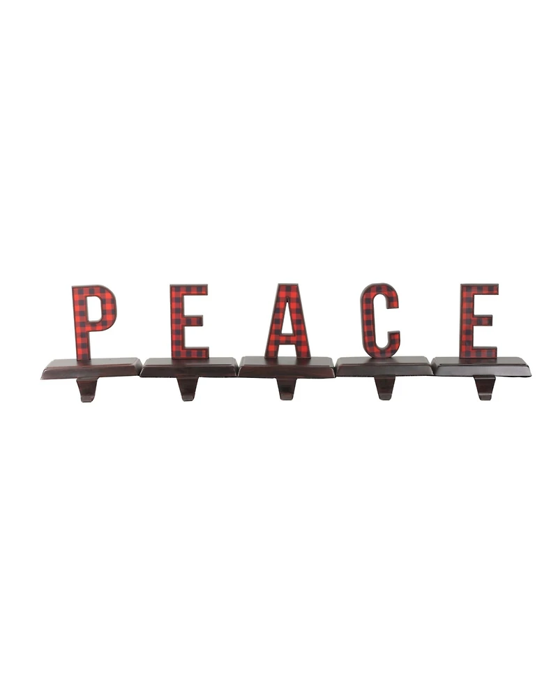 Northlight Buffalo Plaid Peace Christmas Stocking Holder